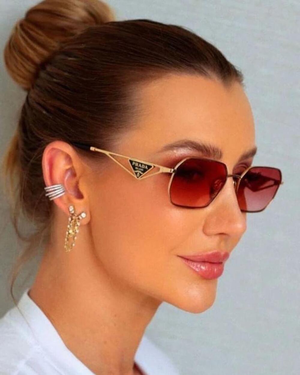 NEW Prada PR A51S Sunglasses in Gold Pink $585
